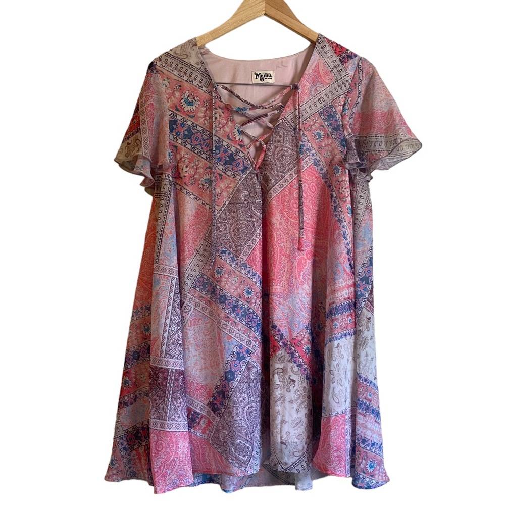 Show Me Your Mumu Lace Up Paisley Dress